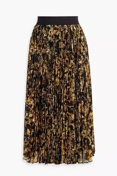 Юбка миди из плиссированного шифона с принтом Katz ALICE + OLIVIA, черный