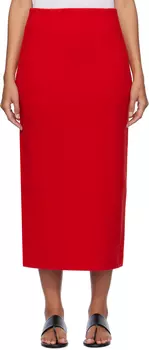 Юбка миди из плотного трикотажа Milano Rib AURALEE, красный