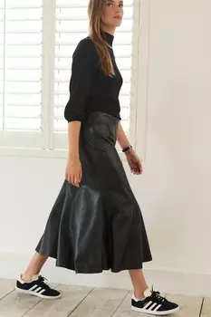 Юбка миди из полиуретана Next, черный