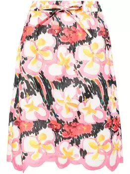Юбка миди из рами с цветочным принтом JNBY, розовый