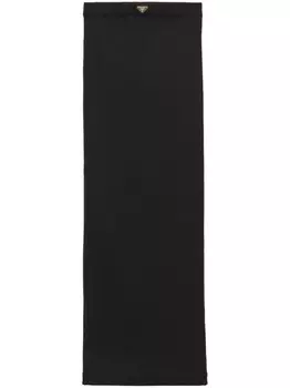 Юбка миди из ребристого джерси Prada, черный