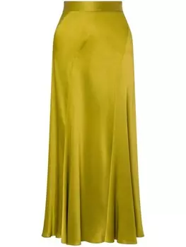 Юбка миди из рифленого атласа Alberta Ferretti, зеленый