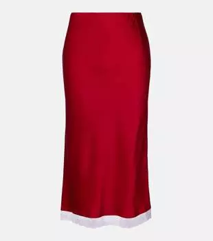 Юбка миди из сатина с кружевной отделкой Victoria Beckham, Rose
