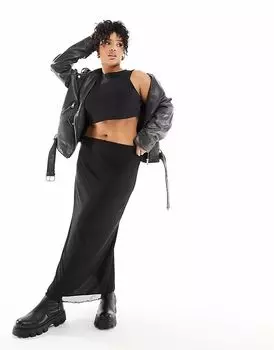 Юбка-миди из сетки черного цвета ASOS