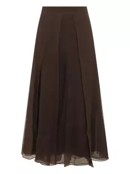 Юбка миди из шелка Brunello Cucinelli, коричневый
