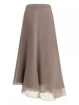 Юбка миди из шелка Brunello Cucinelli, нейтральный