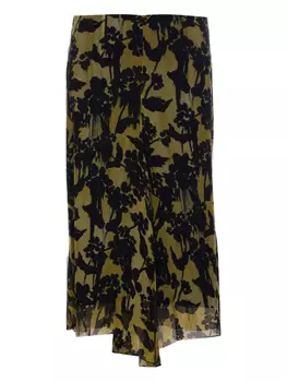 Юбка миди из шелка Victoria Beckham, зеленый