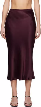 Юбка миди из шелкового бургундского бара ANINE BING