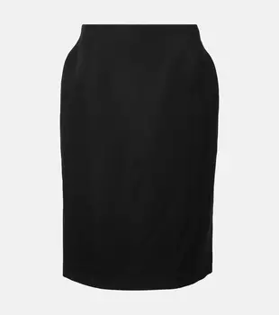 Юбка миди из шерсти Hourglass Balenciaga, черный