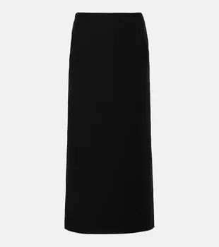 Юбка миди из шерсти и шелка crpe couture Valentino, черный