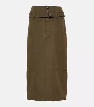 Юбка миди из шерсти TOD'S, коричневый