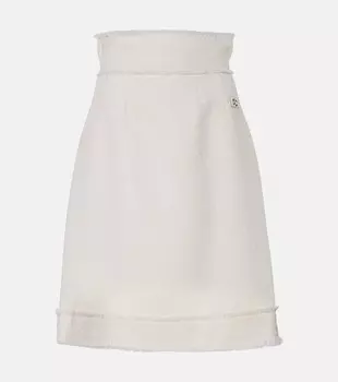 Юбка миди из шерстяного твида с высокой посадкой Dolce&Gabbana, цвет bianco panna chiaris