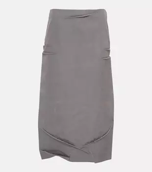 Юбка миди из шерстяной смеси с высокой талией Prada, Acciaio