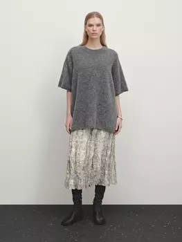 Юбка миди из шерстяной смеси со змеиным принтом Massimo Dutti, серый