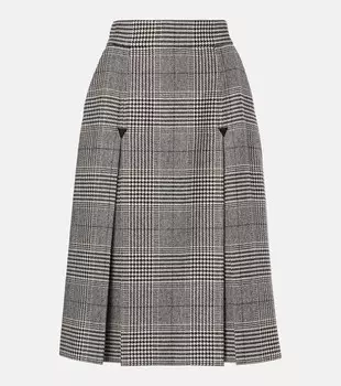 Юбка миди из шерстяной смеси в клетку «Принц Уэльский» Dolce&Gabbana, цвет quadri-check-tartan