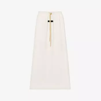 Юбка миди из смесового хлопка с фирменной аппликацией и накладными карманами Fear Of God Essentials, цвет cloud dancer