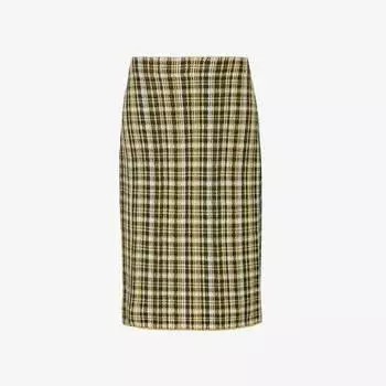Юбка миди из смесового льна с низкой посадкой Bottega Veneta, черный
