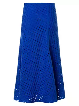 Юбка-миди из смесовой шерсти в сетку Akris, цвет ink