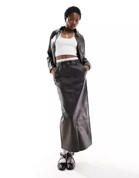 Юбка миди из стираной кожи Reclaimed Vintage