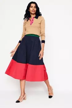 Юбка миди из тафты Isabella Boden, синий