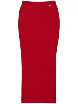 Юбка миди из трикотажа в рубчик TWINSET, красный