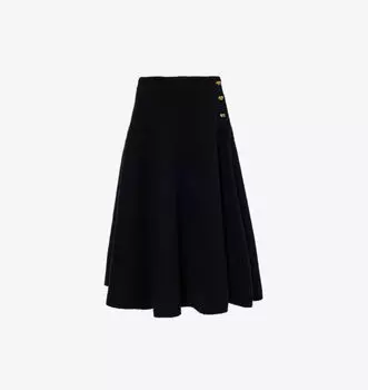 Юбка миди из трикотажной ткани букле, расклешенная Bottega Veneta, черный