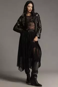 Юбка-миди из тюля Anthropologie с оборками, черный