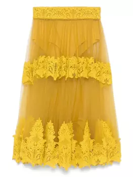 Юбка миди из тюля Elisabetta Franchi, желтый