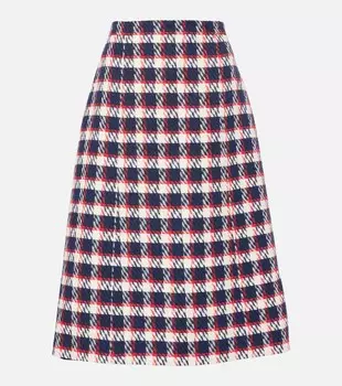 Юбка миди из твида Carolina Herrera, цвет midnight multi