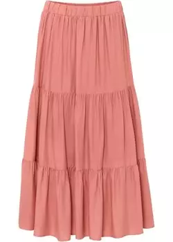 Юбка миди из вискозной жатки Rainbow, розовый
