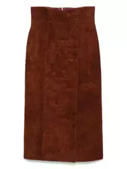 Юбка миди из замши Alexander McQueen, коричневый