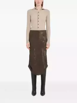 Юбка миди из жаккарда MM6 Maison Margiela, коричневый