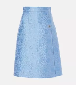 Юбка миди из жаккарда с добавлением хлопка и шелка Dolce&Gabbana, цвет glicine viola chiari