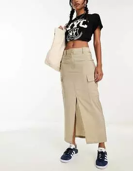 Юбка миди карго New Look, бежевый