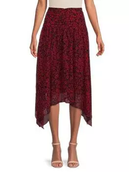 Юбка - Миди Karl Lagerfeld Paris с цветочным принтом и сборками, black / admiral / red