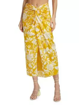 Юбка миди klara с цветочным принтом AMUR Yellow