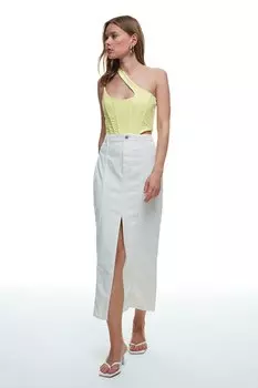 Юбка-миди «косточка» с разрезом спереди QUZU