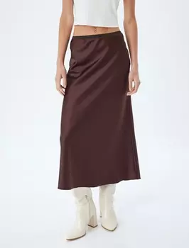 Юбка миди Koton Skirt, коричневый