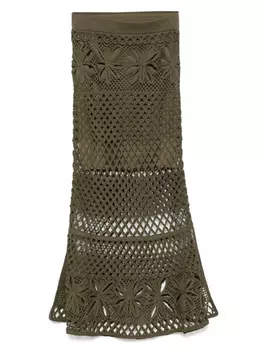 Юбка миди крючком PINKO, зеленый