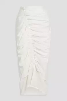 Юбка миди Leomie со сборками из вуали и жоржета THE LINE BY K, белый