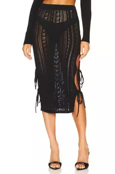 Юбка миди Lovers and Friends Sabra Tie Midi Knit Skirt, черный