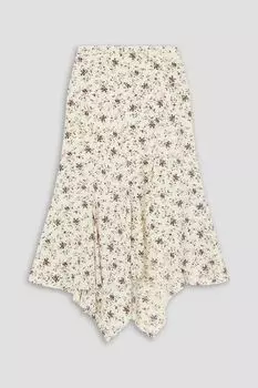 Юбка миди Mac из крепдешина с цветочным принтом VERONICA BEARD, экру