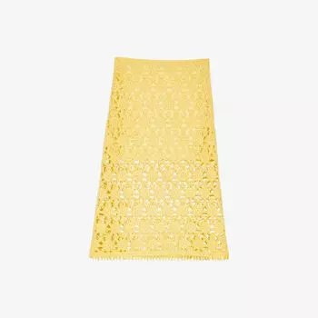 Юбка миди Maje с высокой талией ажурная облегающая, мультиколор