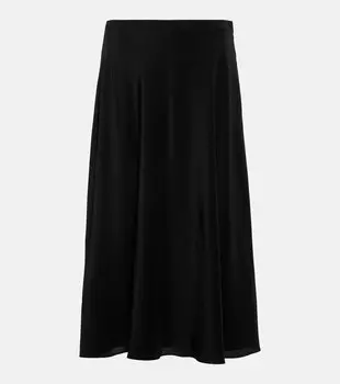 Юбка миди Medela из шелкового атласа THE ROW, черный