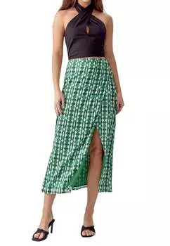 Юбка-миди Meredith Wrap зеленого цвета слоновой кости GREYLIN