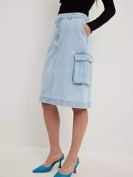 Юбка миди NA-KD Skirt, синий деним