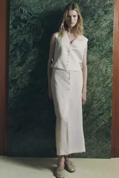 Юбка миди на пуговицах ZARA, цвет vanilla