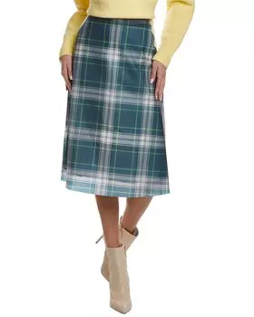 Юбка миди на шелковой подкладке от Burberry, синий
