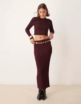 Юбка миди New Look co-ord из фактурной ткани бордового цвета