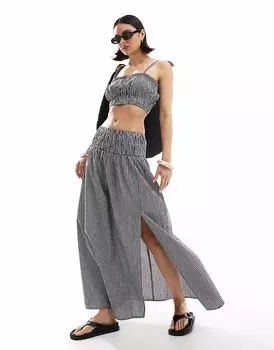 Юбка миди New Look со сборками в черную клетку виши